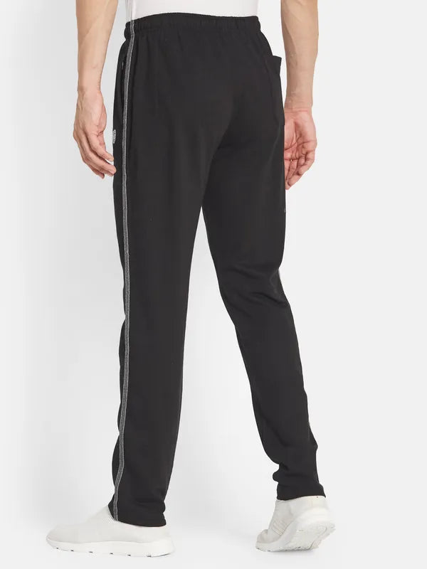 Octave Men Black Solid Pure Cotton Track Pants