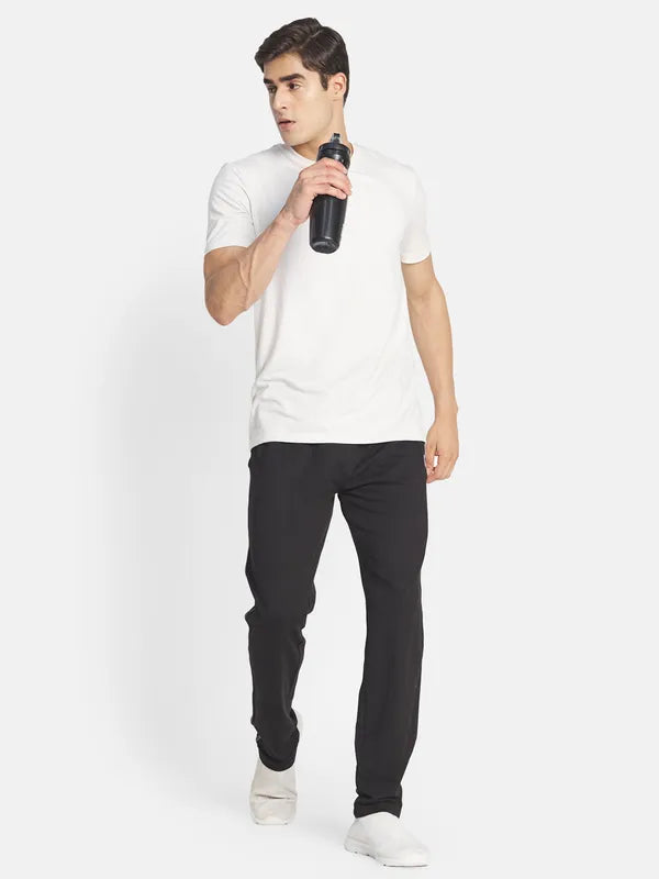 Octave Men Black Solid Pure Cotton Track Pants