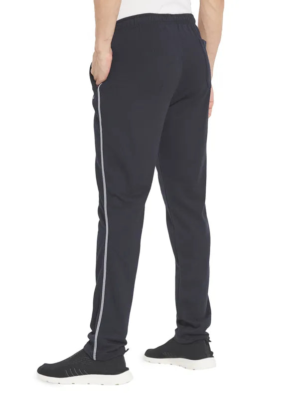 Octave Men Navy Blue Solid Cotton Track Pant