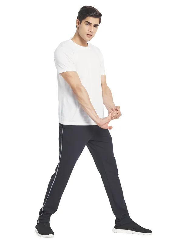 Octave Men Navy Blue Solid Cotton Track Pant