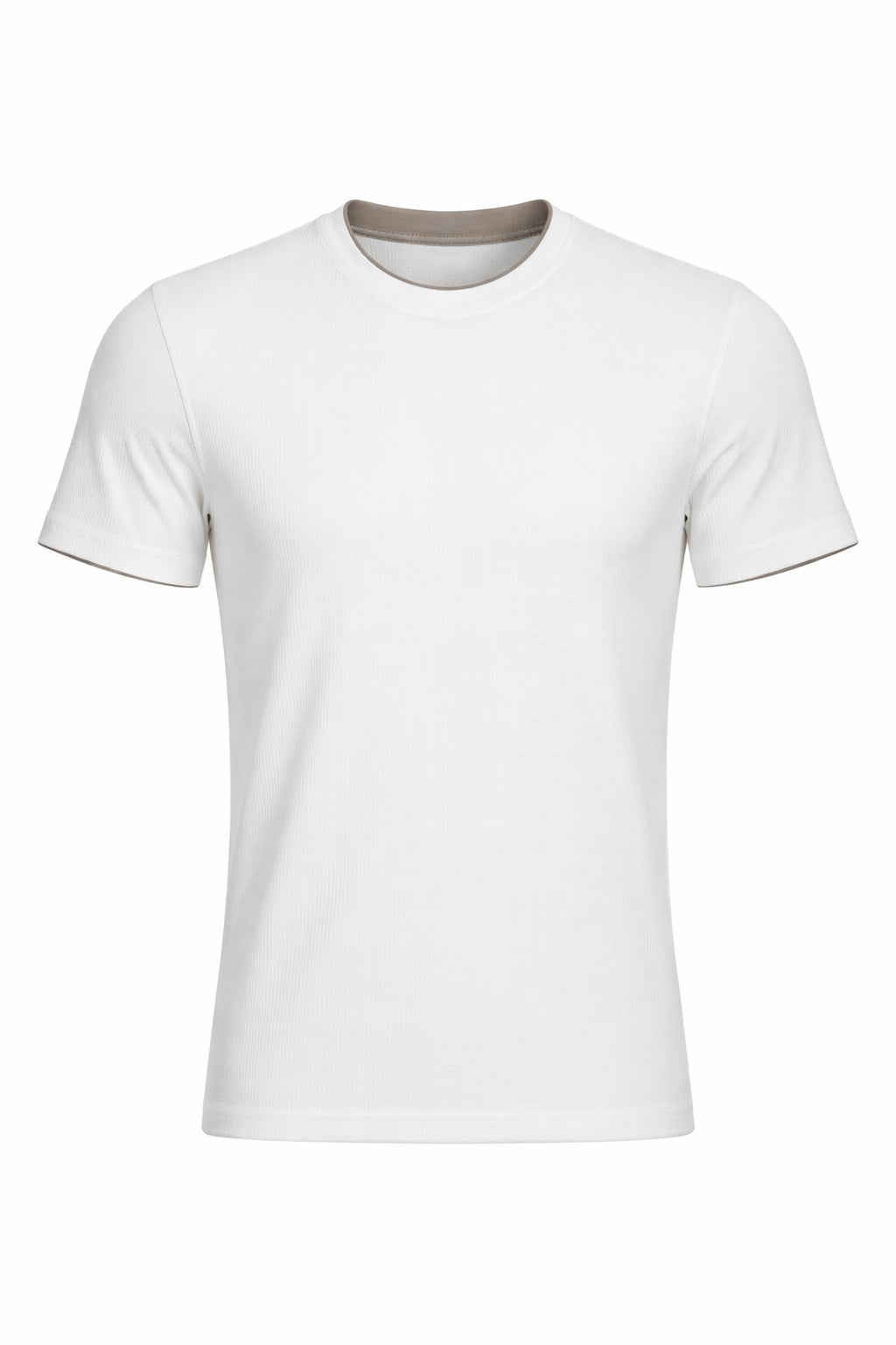 Men Off White Solid Round Neck T-shirt