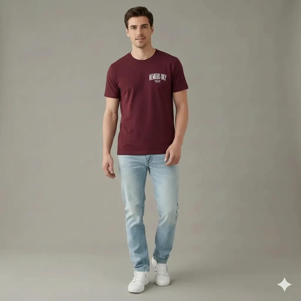 Octave Men Merlot Printed T-shirt