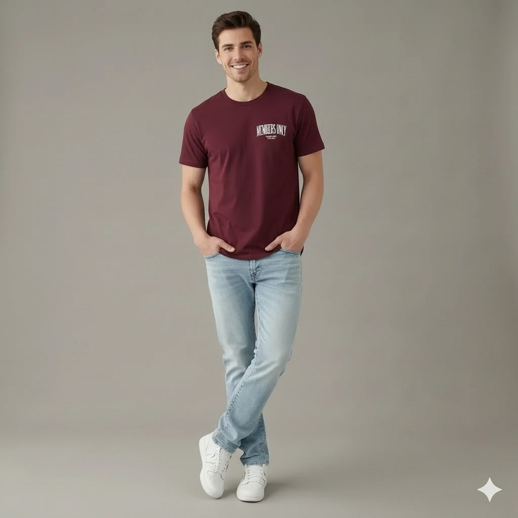 Octave Men Merlot Printed T-shirt