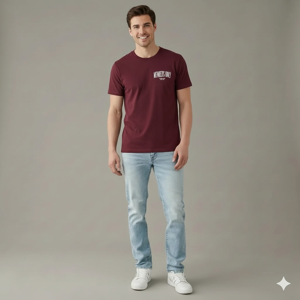 Octave Men Merlot Printed T-shirt