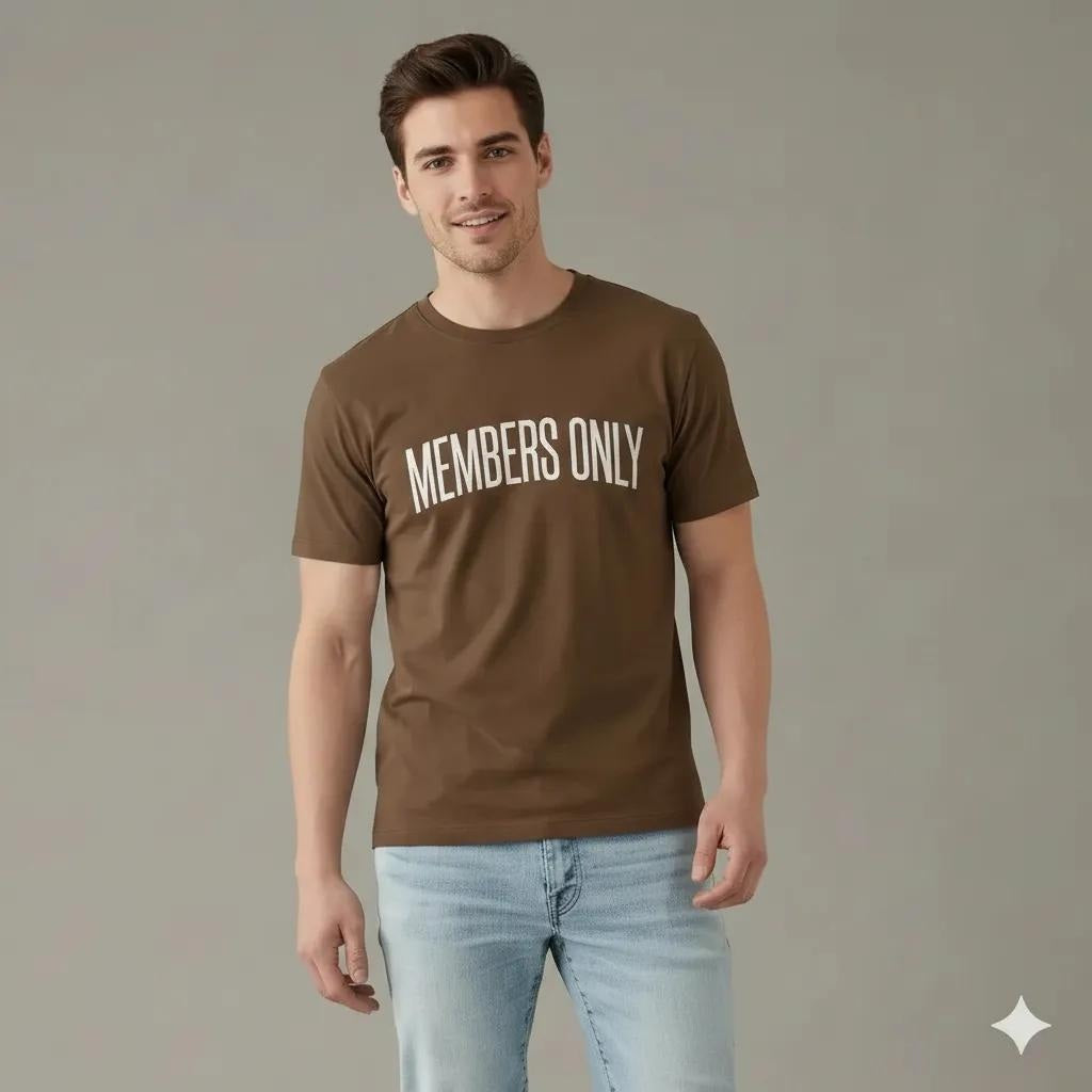 Men Tan Typography Printed T-shirt
