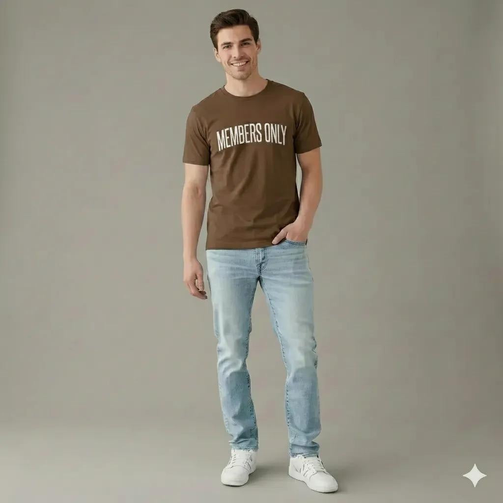 Men Tan Typography Printed T-shirt