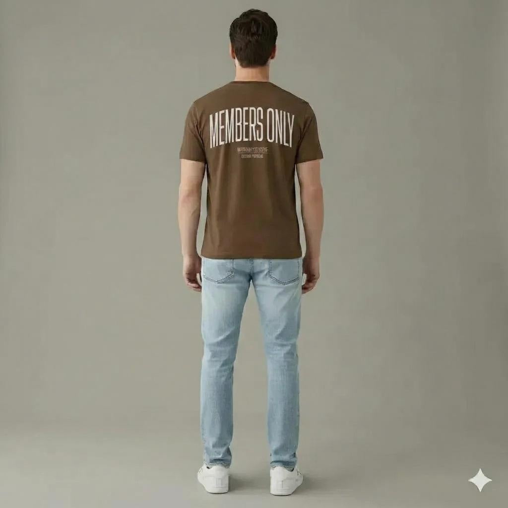 Men Tan Typography Printed T-shirt