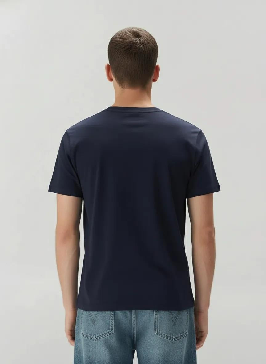 Men Navy Typography Printed T-shirt