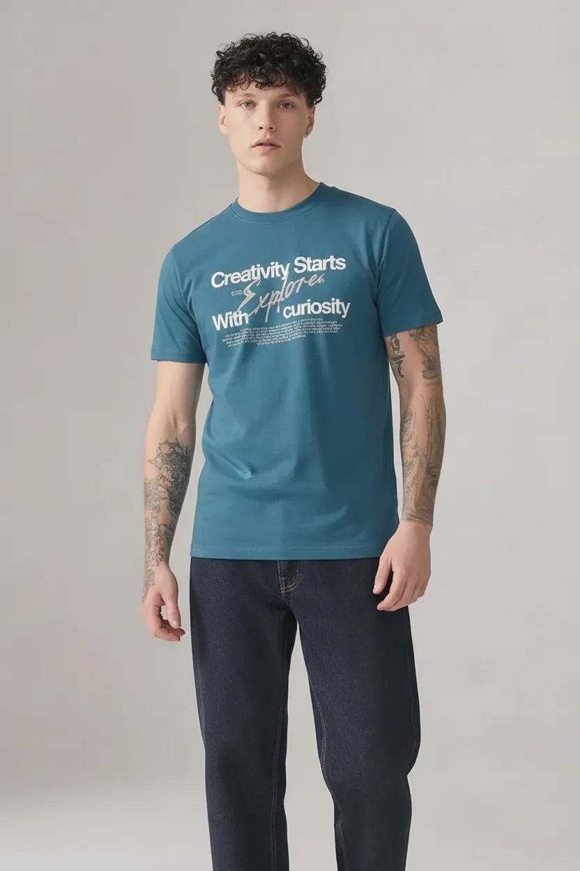 Men Pacific Typography Printed T-shirt