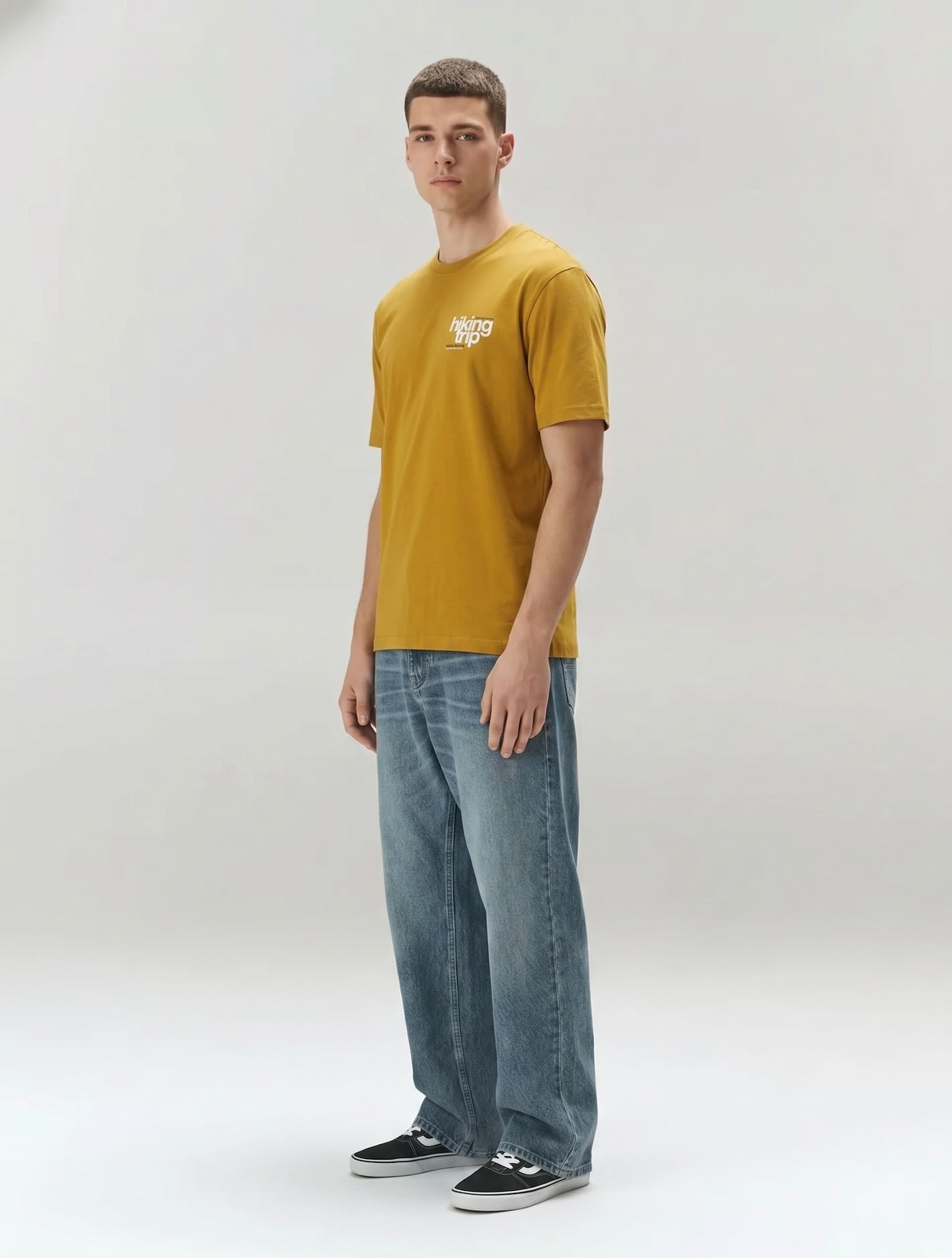 Men Mustard Typography Printed T-shirt