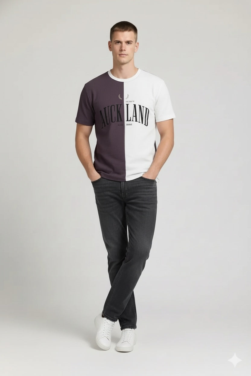 Men  Black Currant Typography Colourblocked T-shirt
