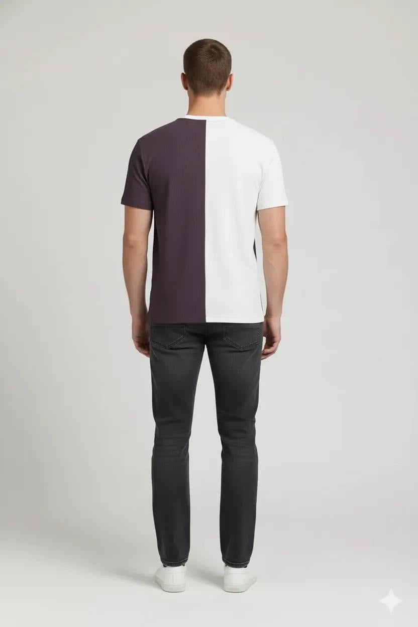 Men  Black Currant Typography Colourblocked T-shirt