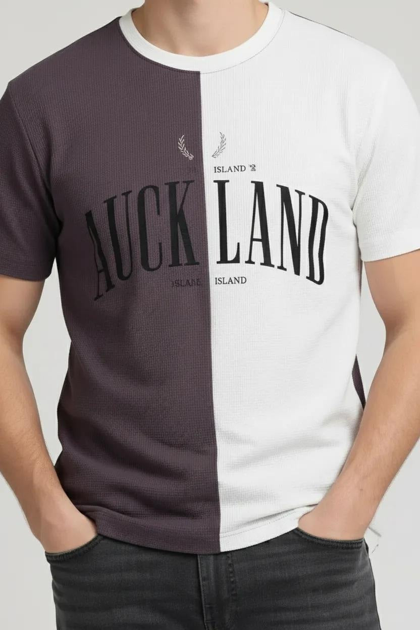 Men  Black Currant Typography Colourblocked T-shirt