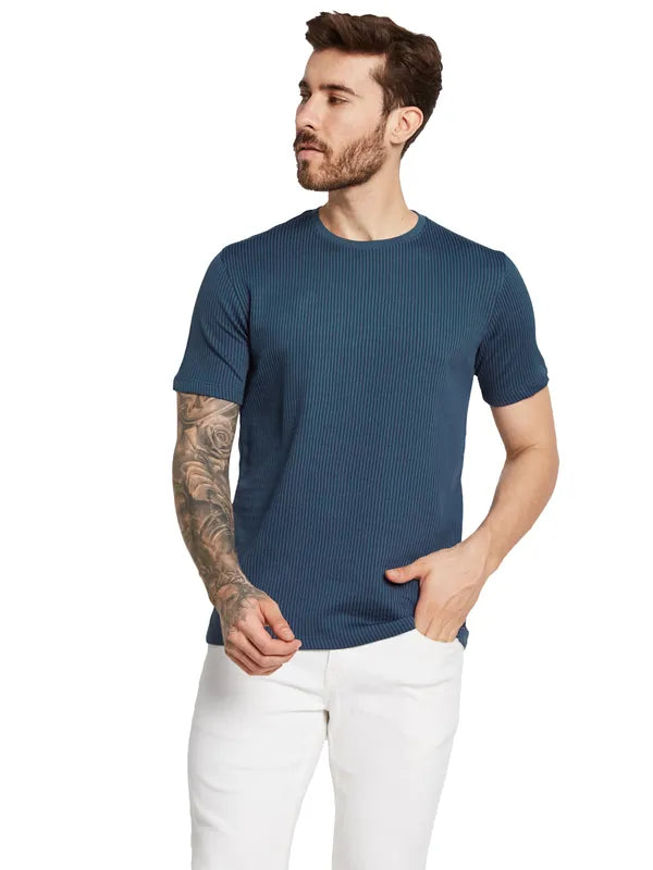 Octave Men Self  Design Round Neck  Pure Cotton T-Shirt