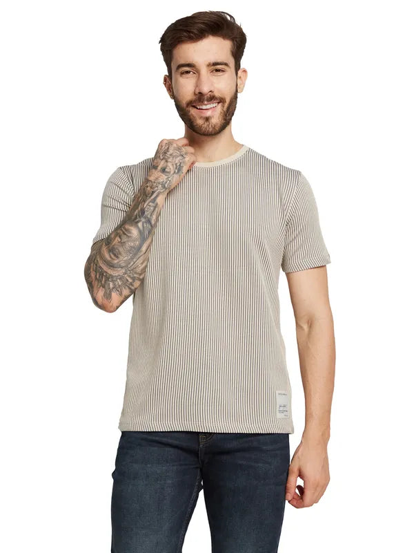 Octave Men Striped Round Neck Pure Cotton T-Shirt