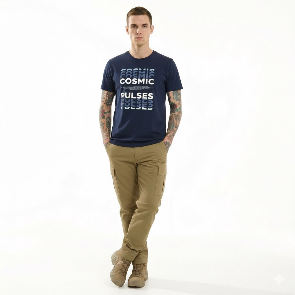 Men Navy Printed T-shirt
