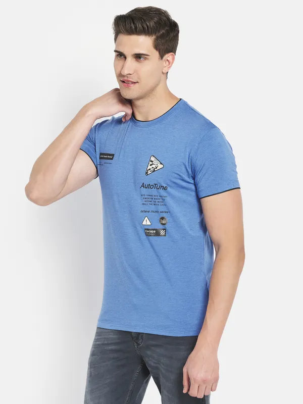 Octave Men Blue Typography T-Shirt