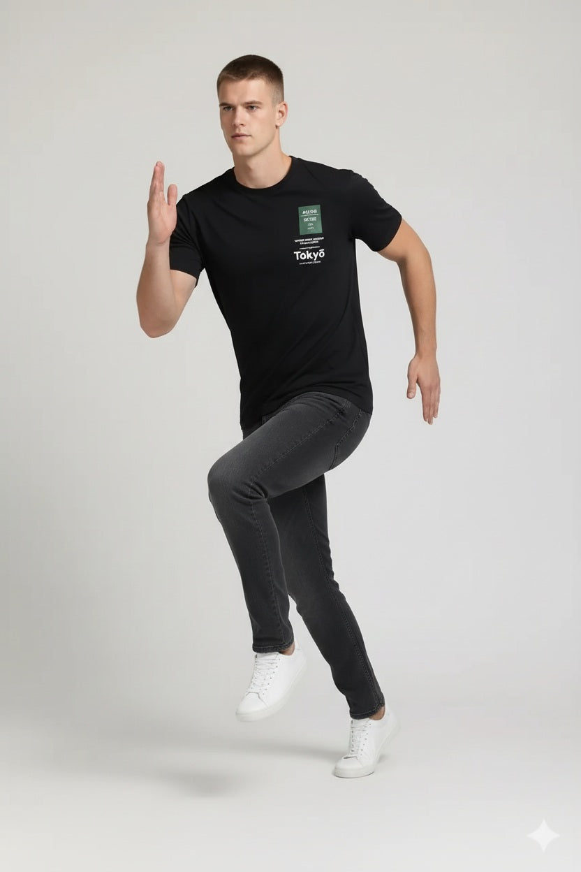 Men Black Typography Printed T-shirt
