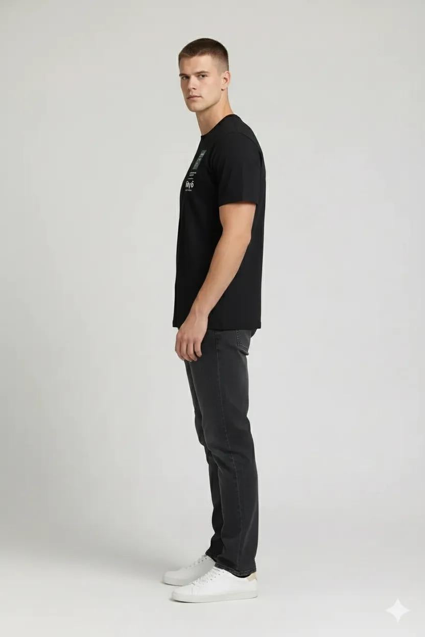 Men Black Typography Printed T-shirt