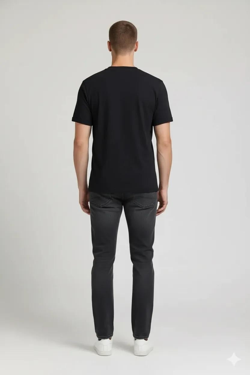 Men Black Brand Logo Pockets T-shirt