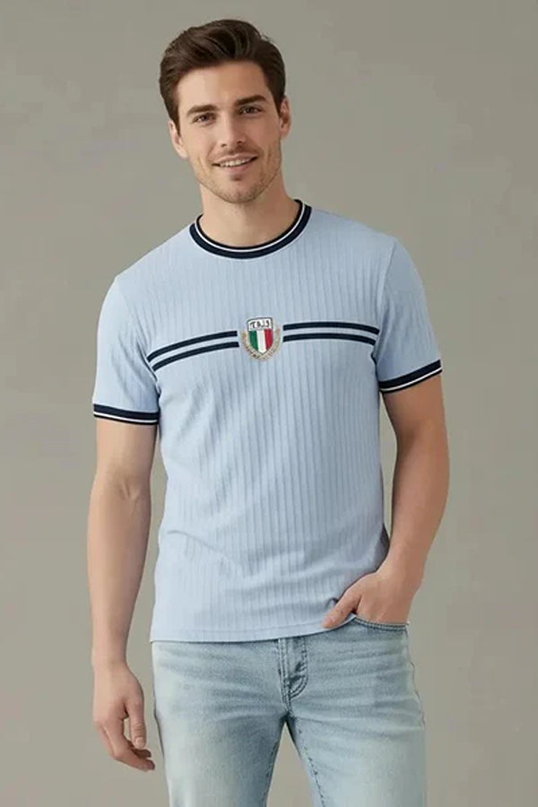 Men Striped Round Neck T-shirt
