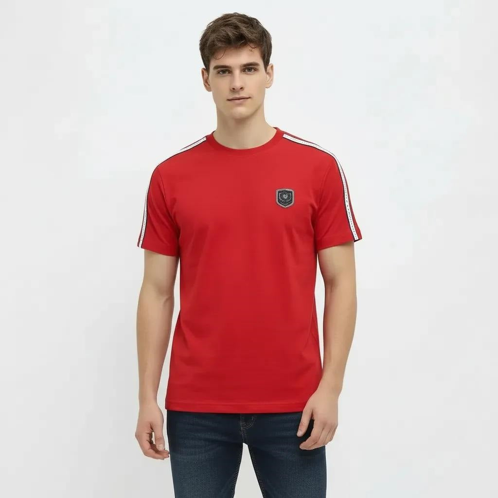 Men Brick Solid Round Neck T-shirt