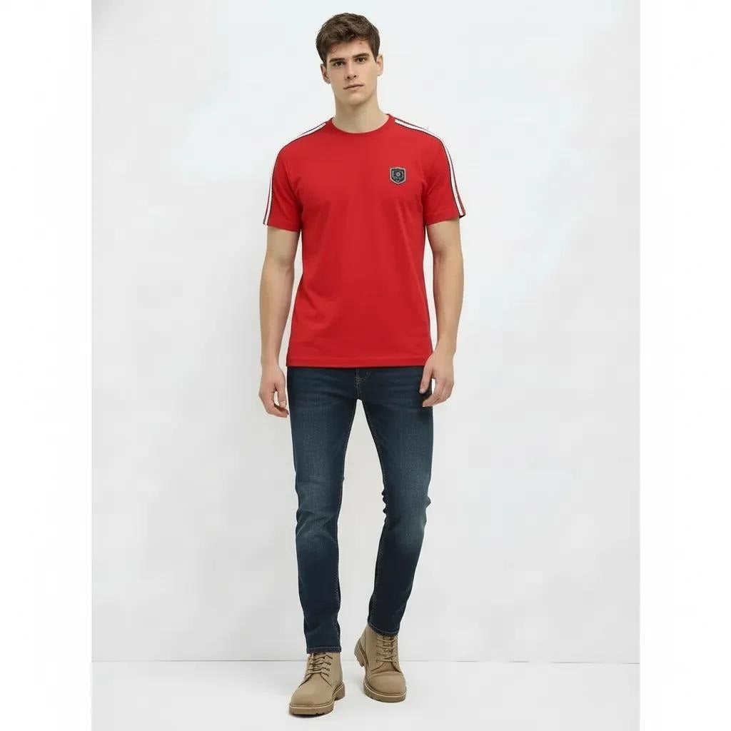 Men Brick Solid Round Neck T-shirt
