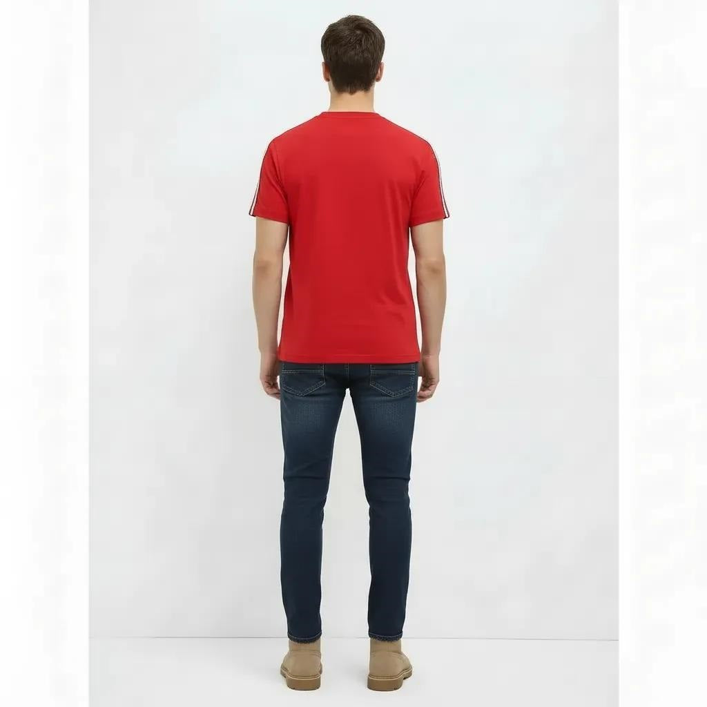 Men Brick Solid Round Neck T-shirt