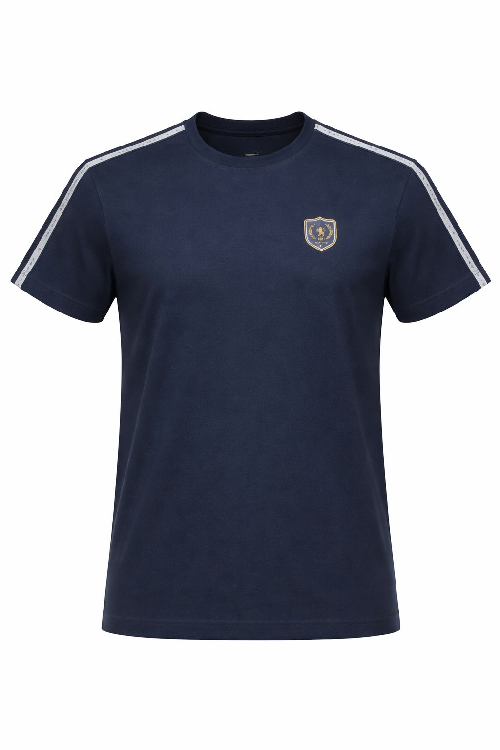 Men Navy Solid Round Neck T-shirt
