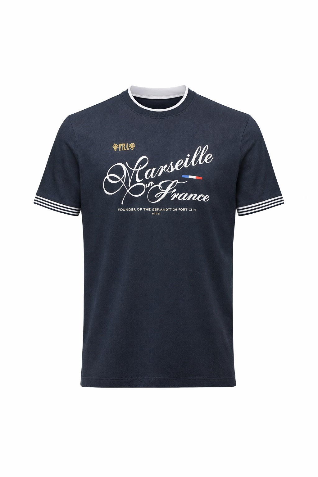 Men navy Typography Printed T-shirt