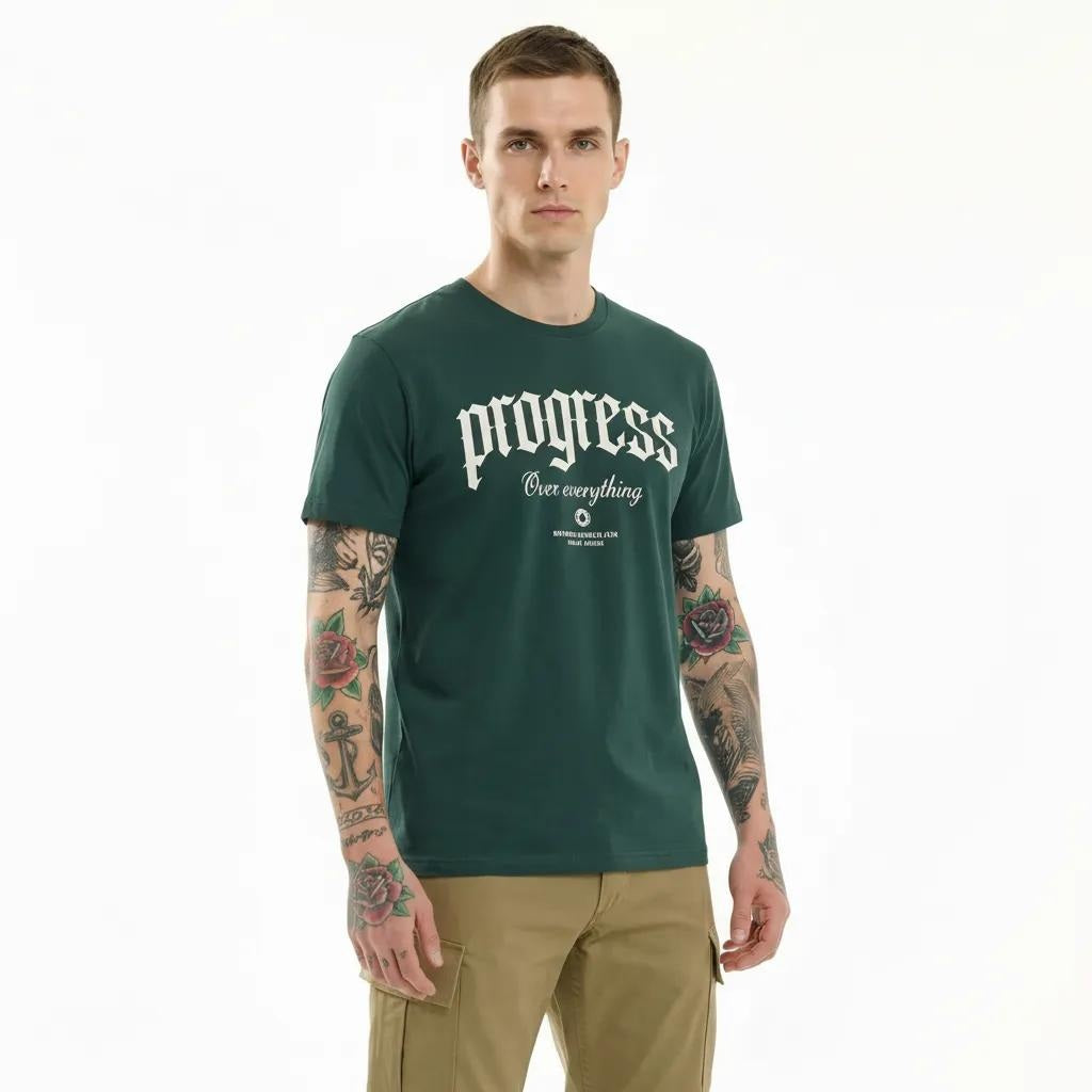 Octave Men Bottle Green Printed T-shirt