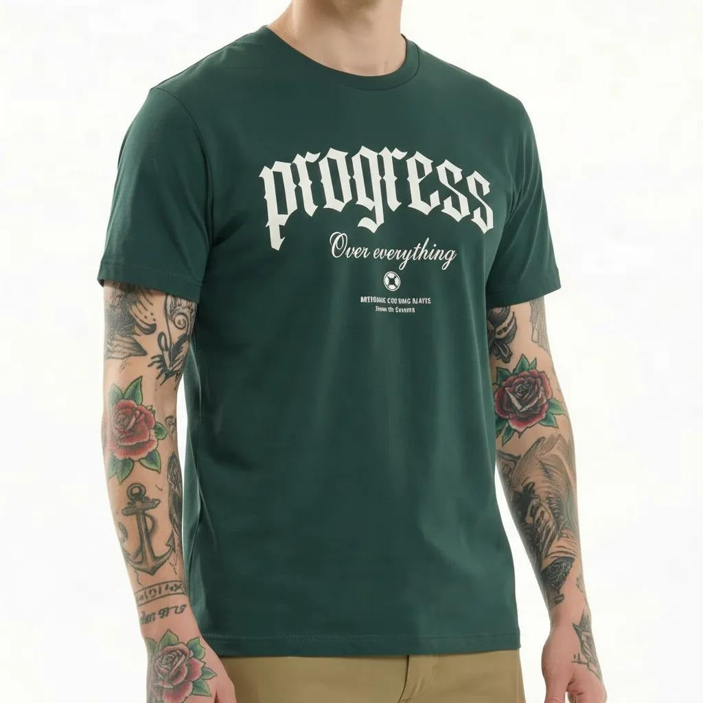 Octave Men Bottle Green Printed T-shirt
