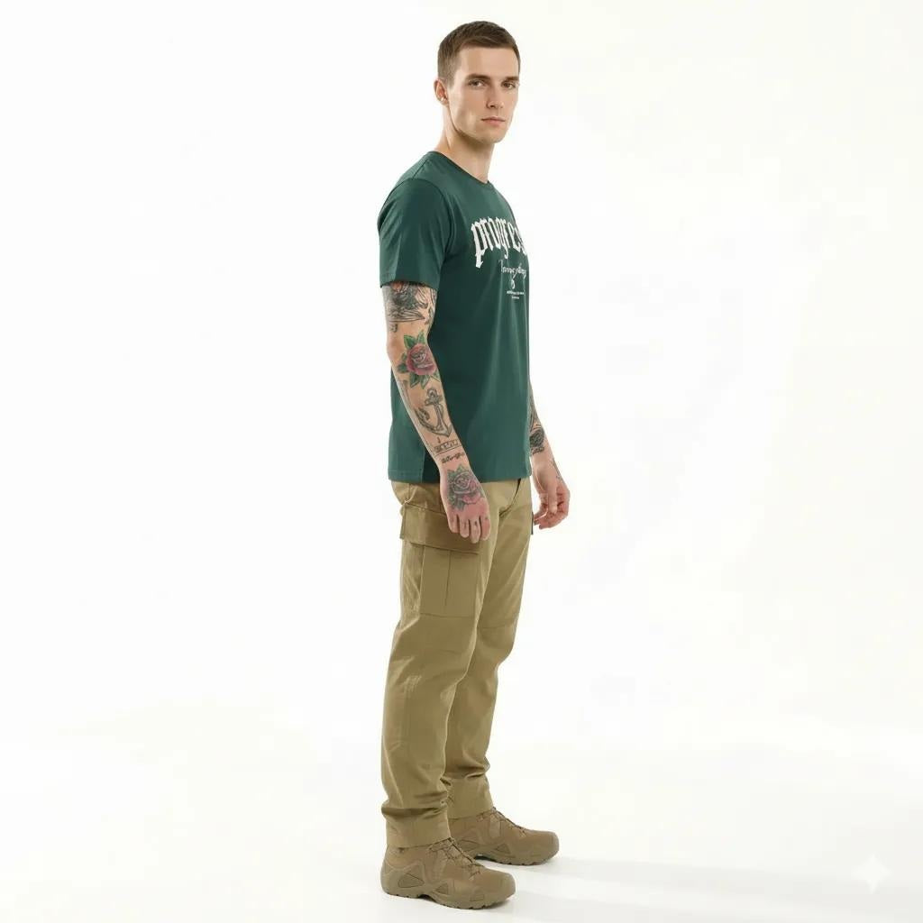 Octave Men Bottle Green Printed T-shirt