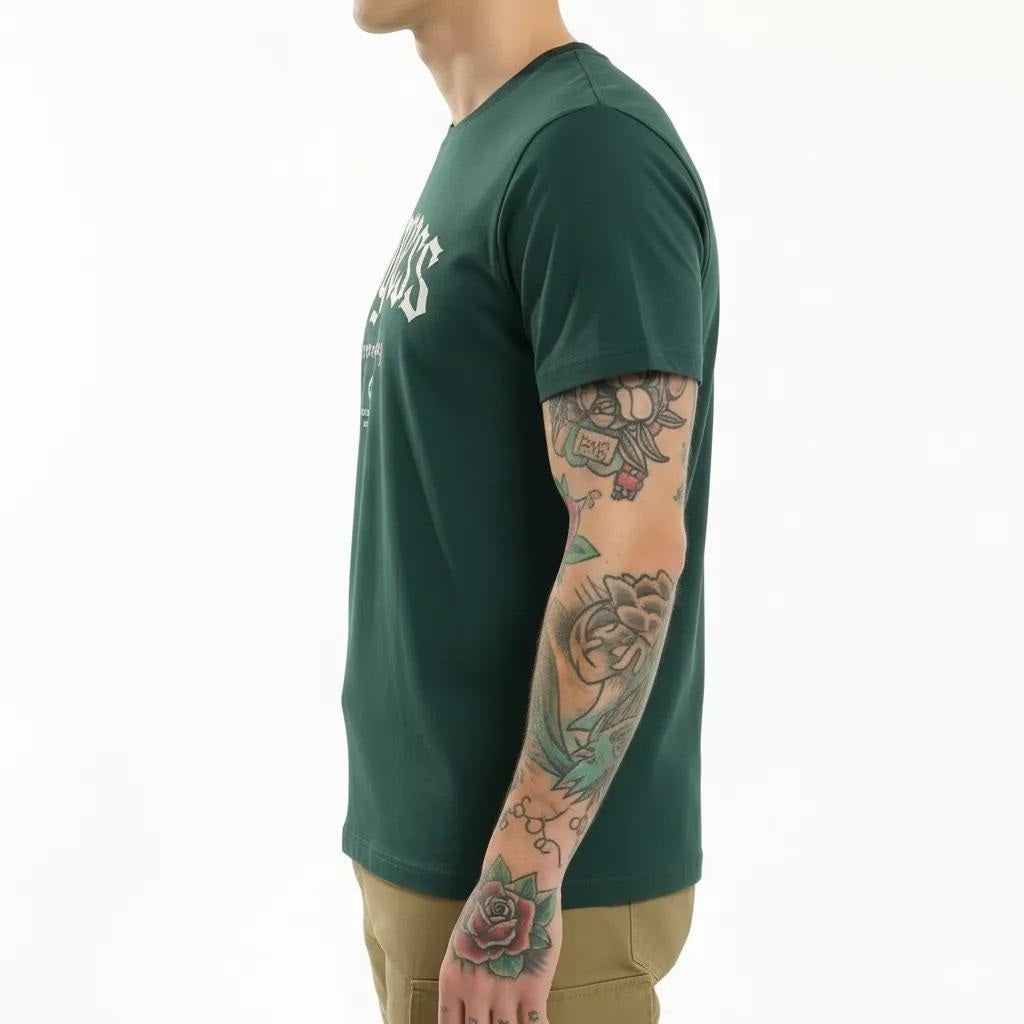 Octave Men Bottle Green Printed T-shirt