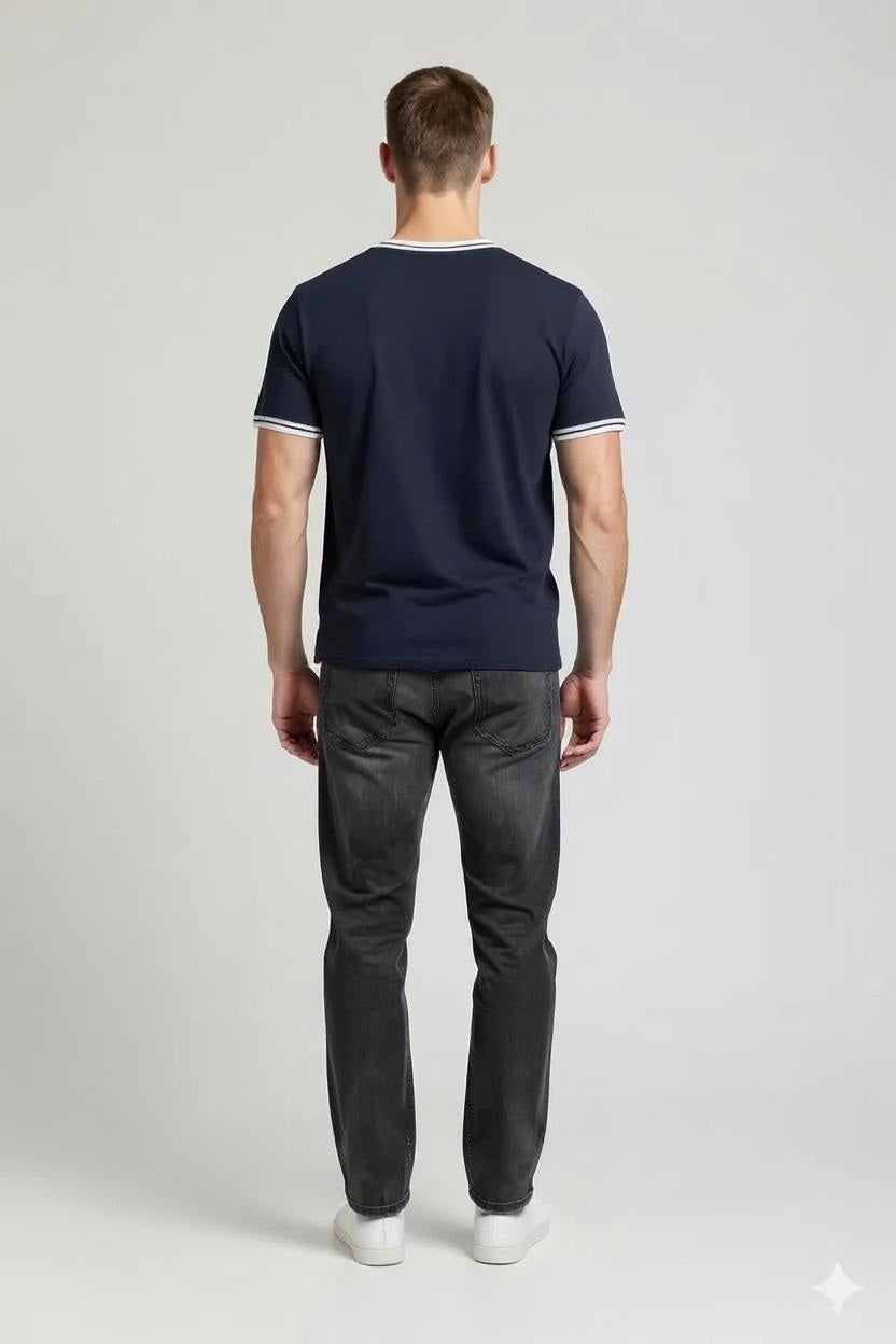 Men Navy Typography Printed T-shirt