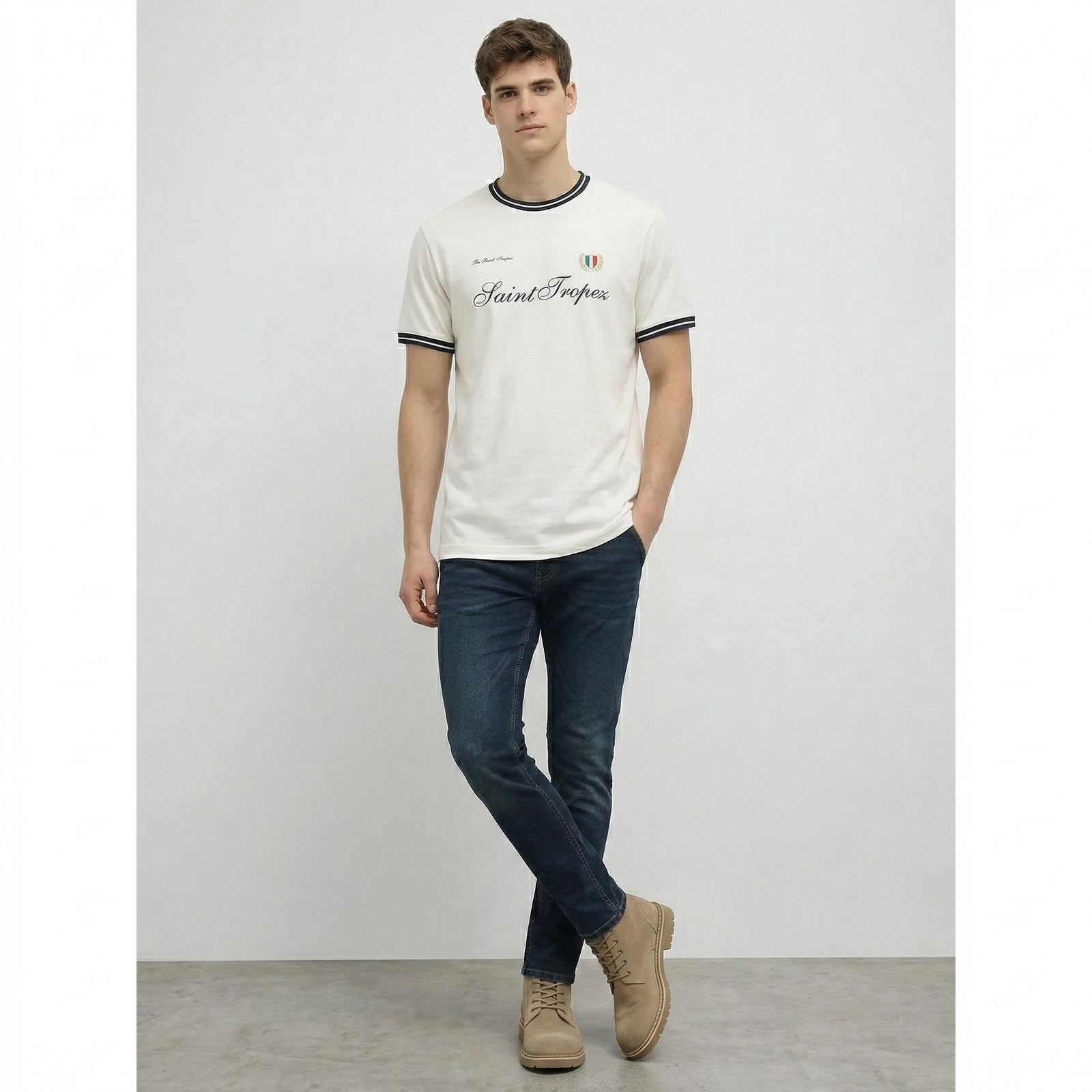 Men Off White Typography Printed T-shirt