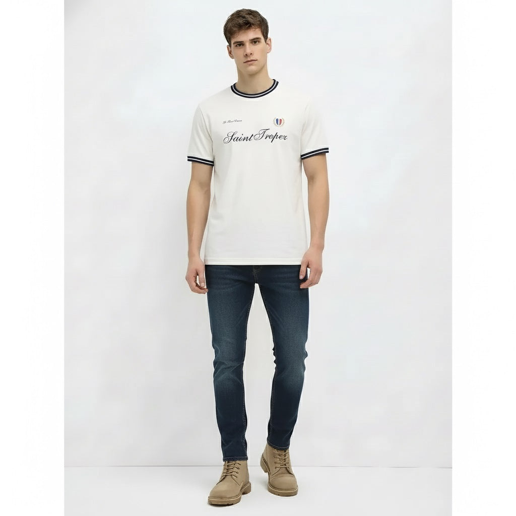 Men Off White Typography Printed T-shirt