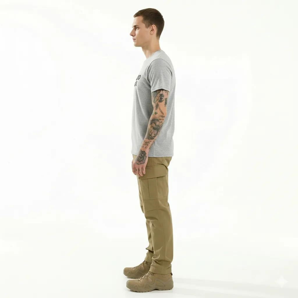 Men Grey Melange Printed T-shirt
