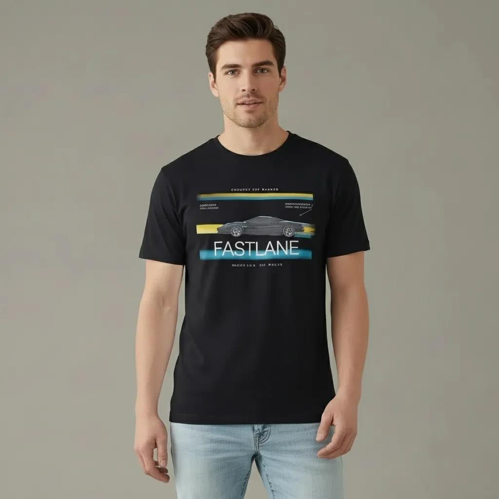 Men Black Round Neck  Printed T-shirt