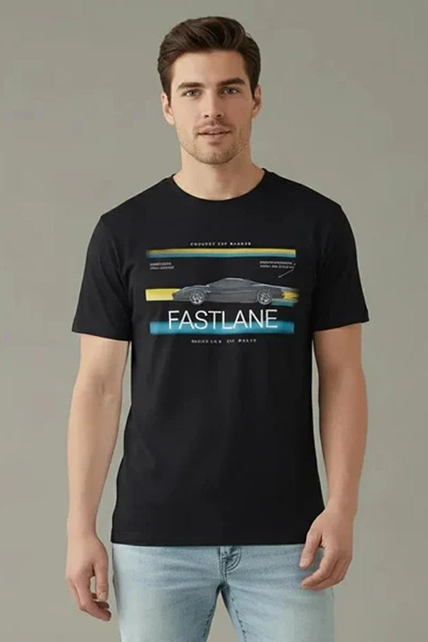 Men Round Neck  Printed T-shirt