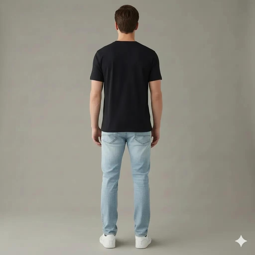Men Black Round Neck  Printed T-shirt