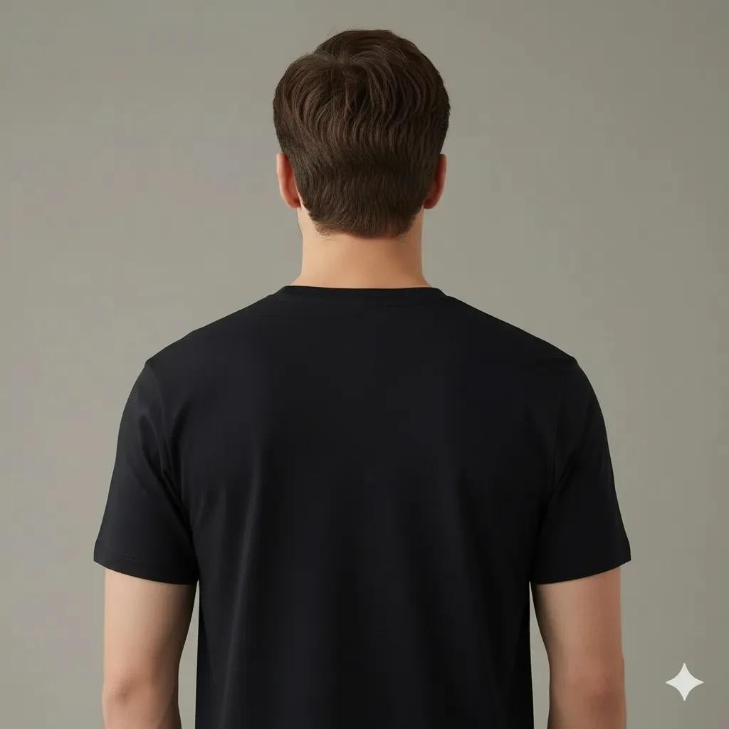 Men Black Round Neck  Printed T-shirt