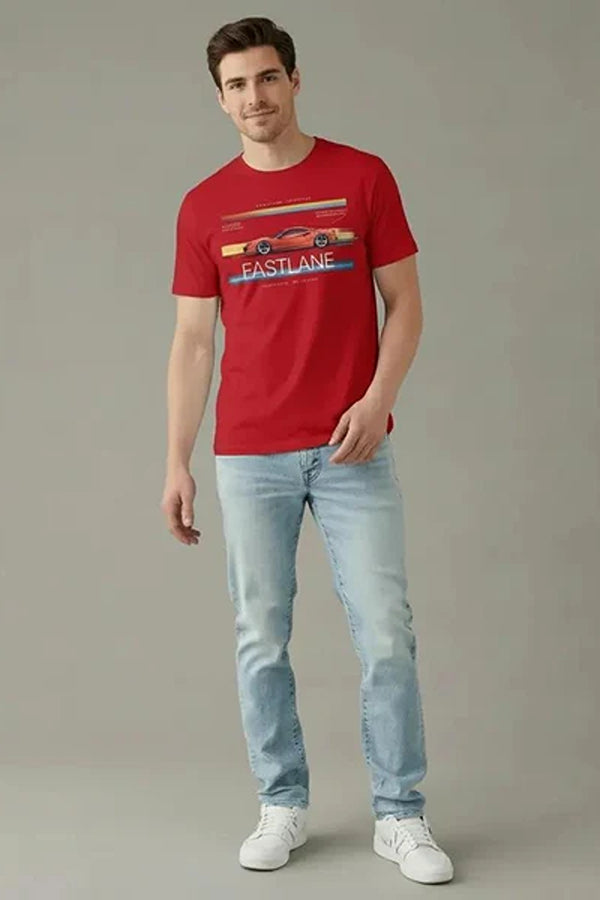 Men Round Neck  Printed T-shirt