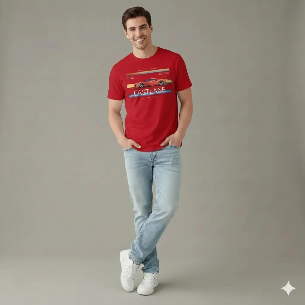 Men Round Neck  Printed T-shirt