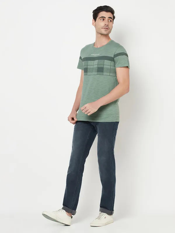 Octave Men Olive Green Printed Cotton T-Shirt