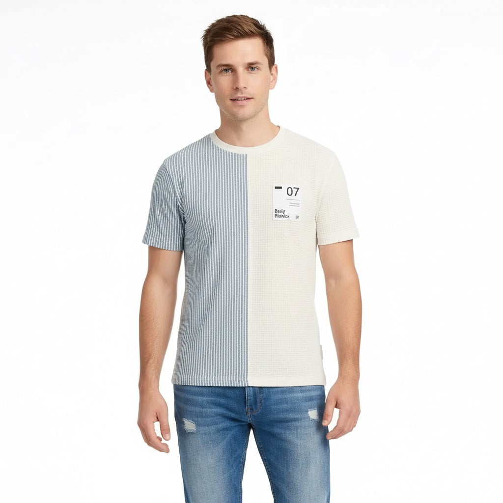 Men Oxford Blue Colourblocked T-shirt