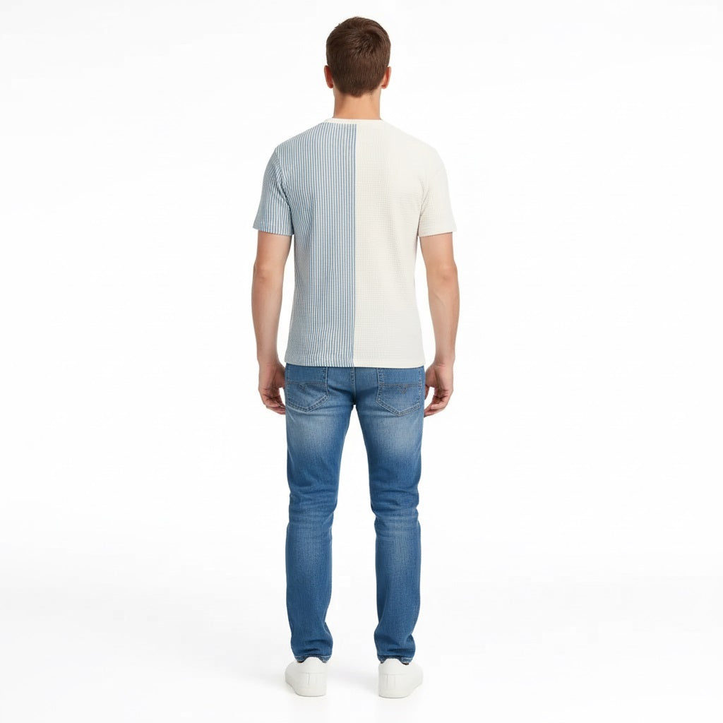 Men Oxford Blue Colourblocked T-shirt
