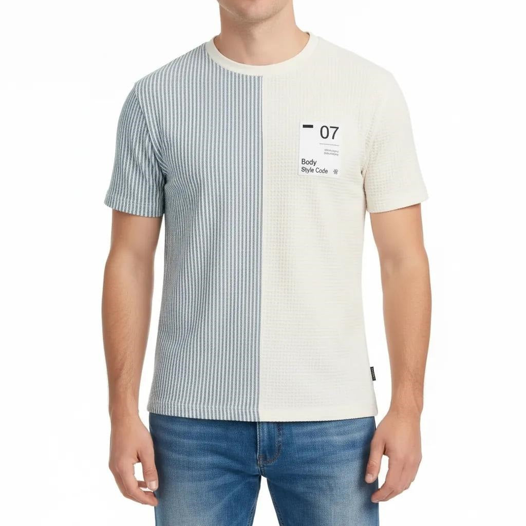 Men Oxford Blue Colourblocked T-shirt
