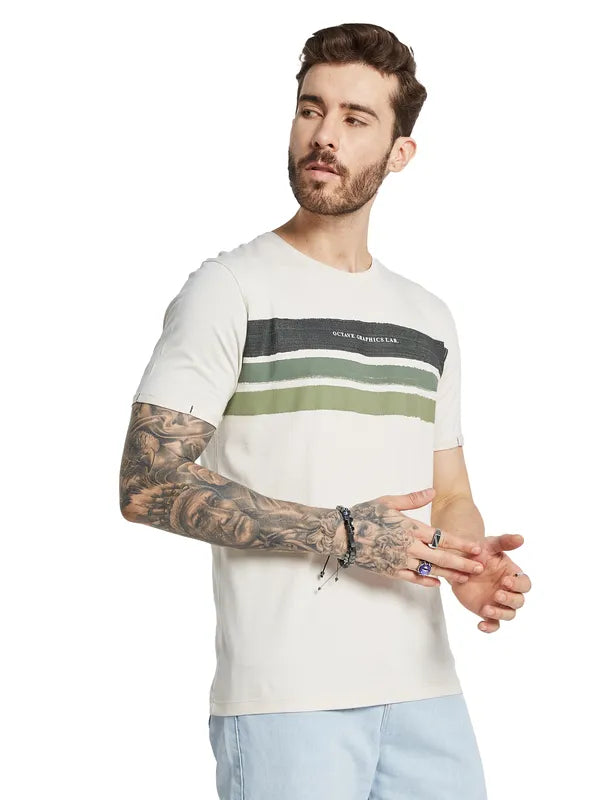 Octave Men Striped Applique T-Shirt