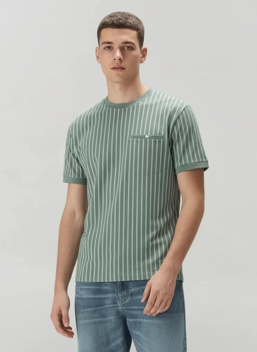 Men Basil Striped Pockets T-shirt
